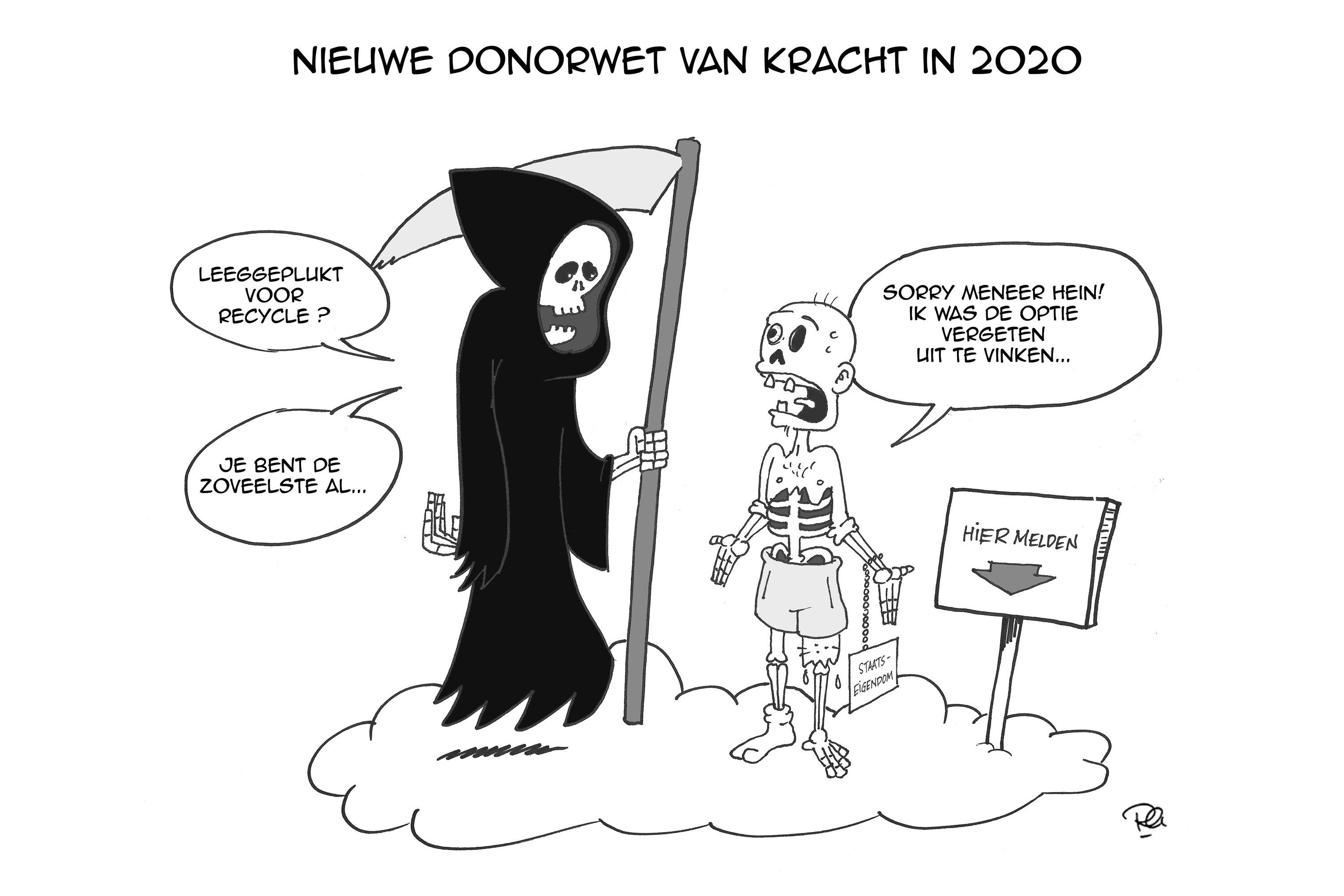 Cartoon - Donnorregistratie en Magere Hein